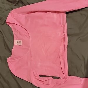 Pink long sleeve crop top